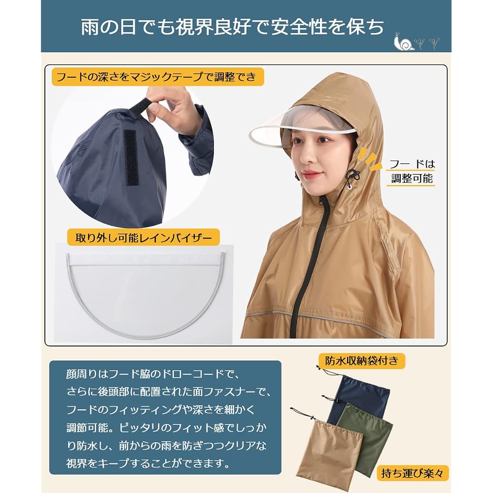 BUQIREN Raincoat for Cycling - Lightweight, Comfortable, Stylish Rain Poncho for Women and Men -