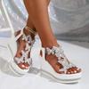 Shiny Crystal Wedge Heel Sandals for Women Fashion Clear PVC Platform Sandals Woman Thick Sole Rhinestone Butterfly Party Shoes