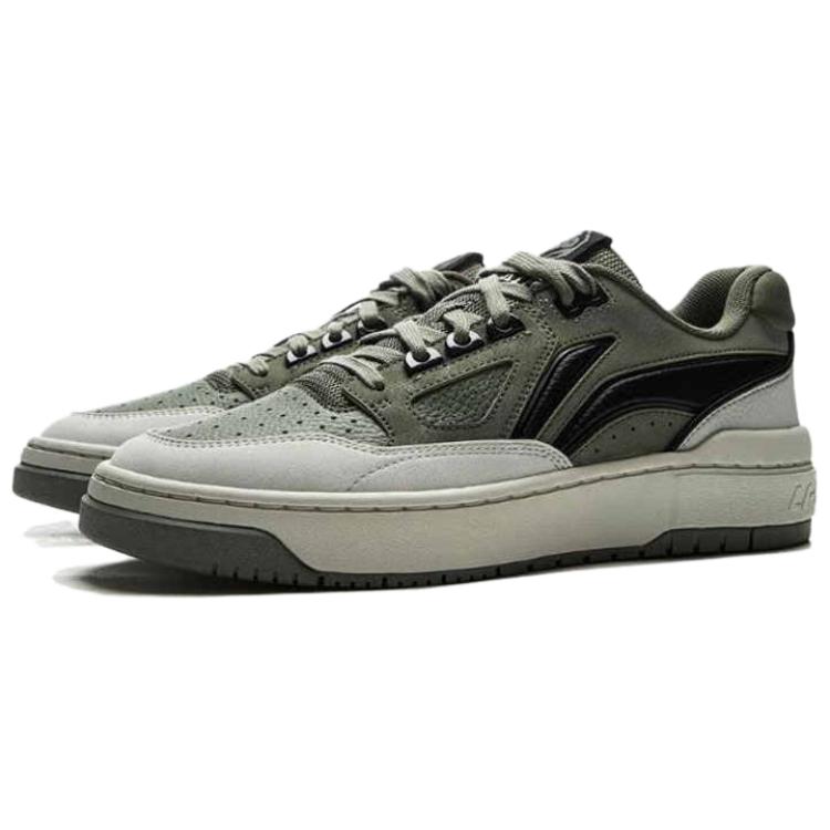 Li Ning Rising Stars Скользкие Устойчивые Амортизирующие Износостойкие Низкие Скейтбордические Кроссовки Унисекс Зеленый Черный ABCV007-5