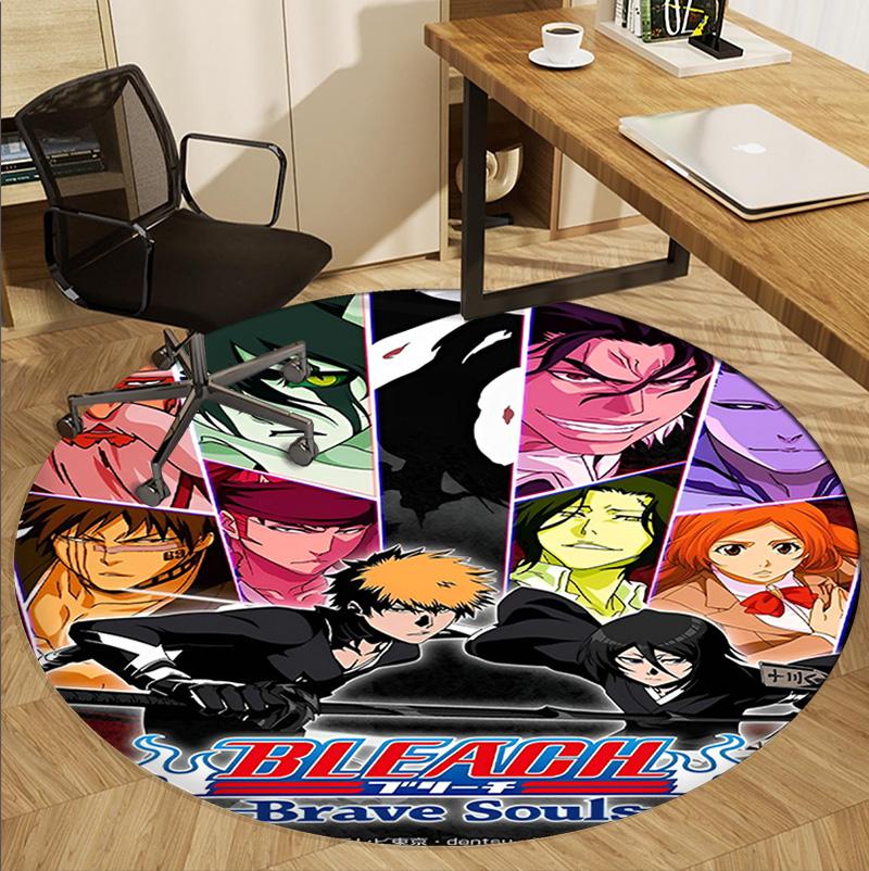 BLEACH Pattern Round Rug, Indoor/Outdoor Mat, for Picnic, Gameroom, Bedroom, Office, Living Room, Home Decor Carpet, Birthday Gift