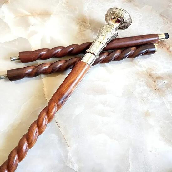 Дизайнерская трость для ходьбы Деревянная трость Ручка-набалдашник из латуни Подарок