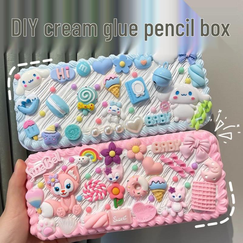 Набор для пенала из кремового клея ручной работы – Креативный и милый набор студенческой канцелярии