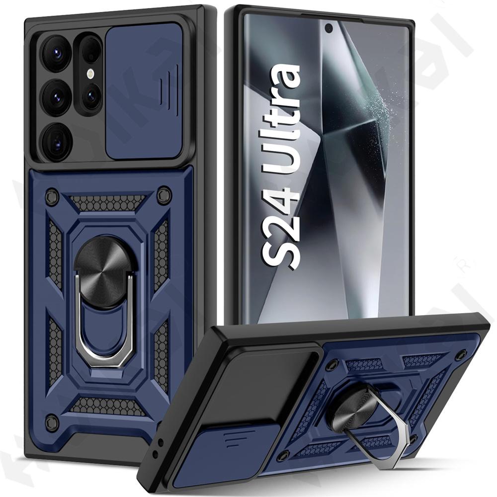 Чехол для Samsung S24 S23 S22 Ultra S21 S20 FE Galaxy A25 A35 A54 A14 5G, крышка объектива камеры, кольцо для телефона, подставка, броня, вращающаяся крышка