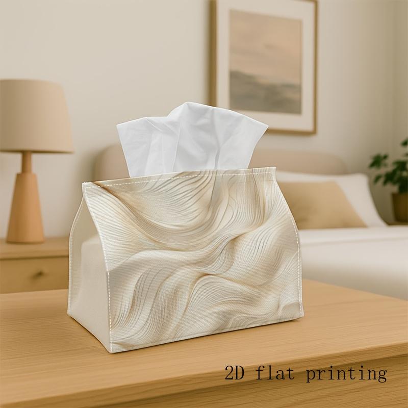 1pc Cream Waves Tissue Box | Multi-Functional Napkin Dispenser, Suitable for Home, Parties, Car Decoration Soft Abstract Texture - Decorative Tissue B