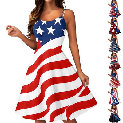 Женское сексуальное платье с открытыми плечами в стиле панк-винтаж с принтом «День независимости»
