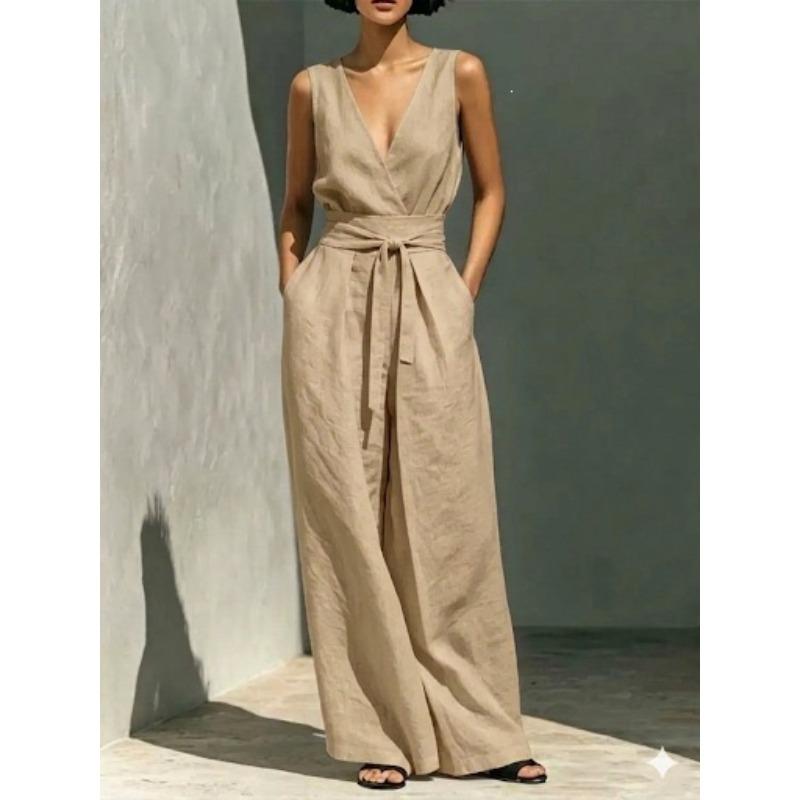 HNXC Women's Fashion Casual Sleeveless V Neck Pants Suits Classic Exquisite