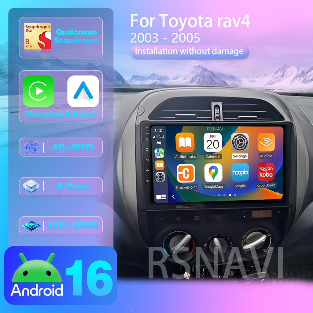 Autoradio Android 16 Plug and Play pour Toyota RAV4 RAV 4 2003 - 2005, écran Carplay, lecteur multimédia DAB+, autoradio 2K, GPS