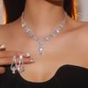High-end Luxury Sparkling Rhinestone Necklace Earrings Set, Fashion Item Earrings, Bridal Jewelry
