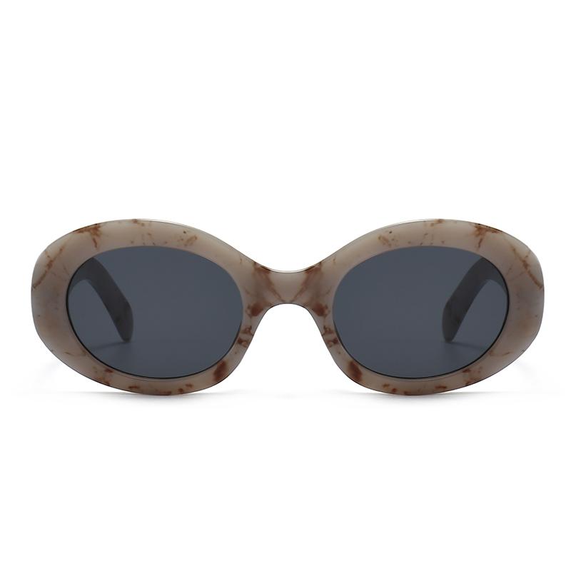 9288 Мраморные Овальные Узкие Солнцезащитные Очки Модные Уличный Стиль Очаровательные Современные Очки для Женщин