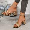 Fashion Women Sandals 2025 Summer New Sexy Fashion Comfortable Outdoor Sandals Medium High Heel Elegant Casual Wedding Shoes for Women
