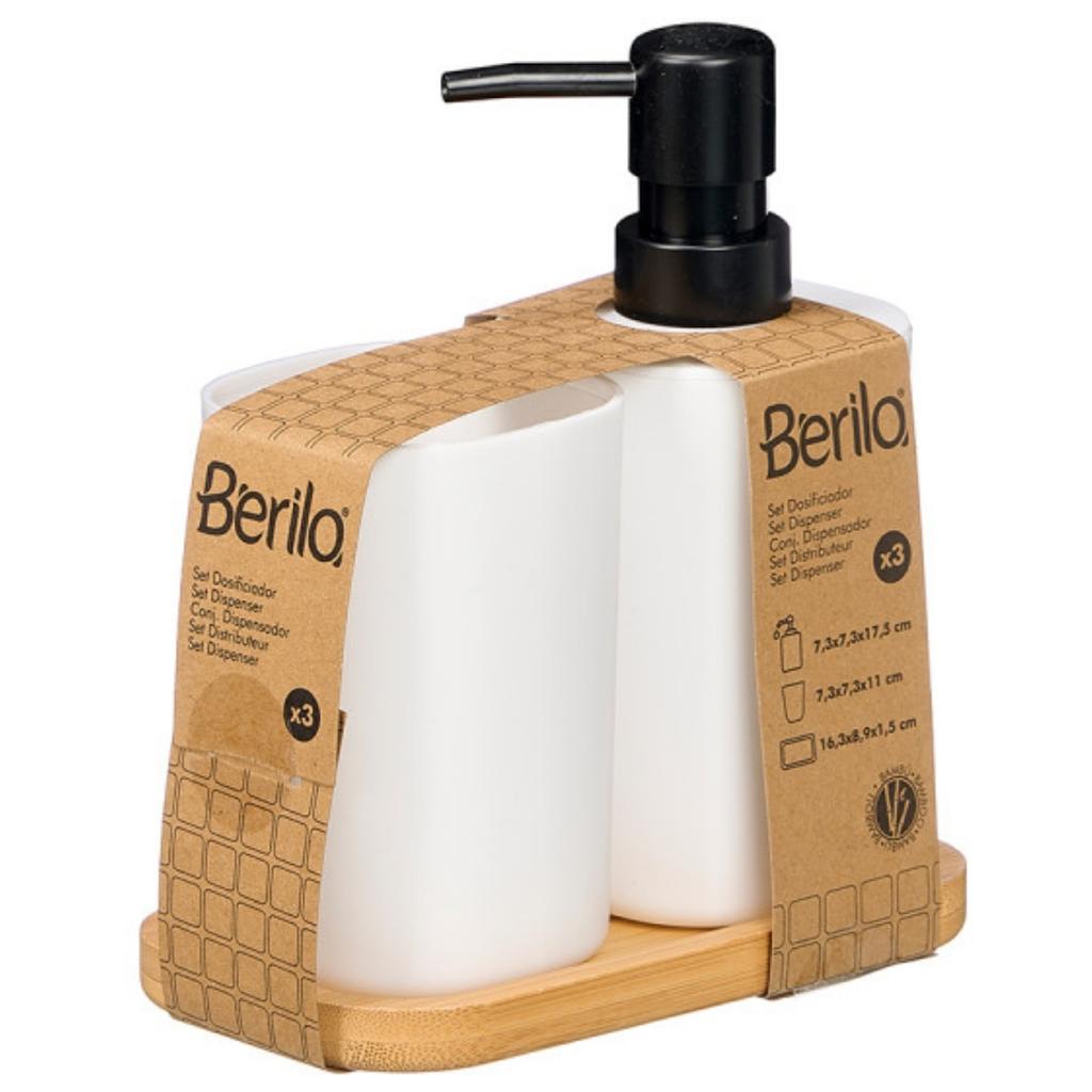 Bathroom Set on a Bamboo Tray White