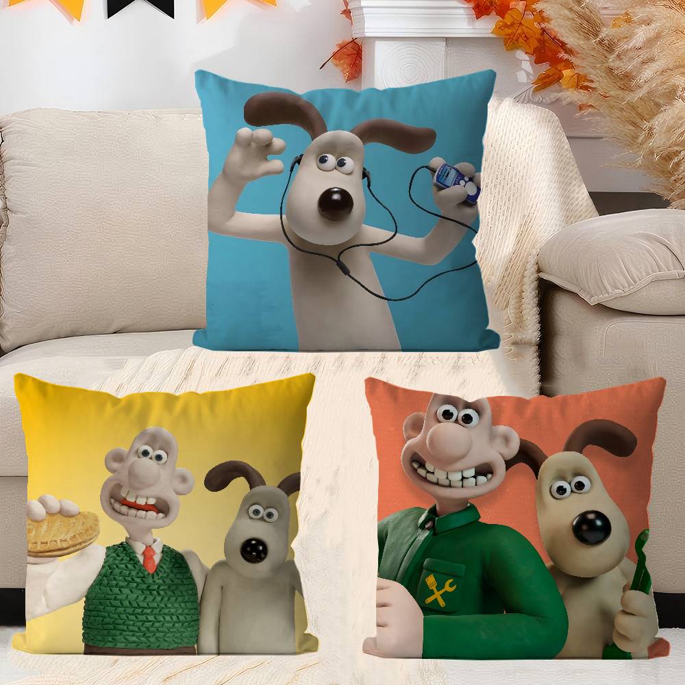 Cartoon W-Wallace And G-Gromit Pillow Cushion Cover Pillowcase Living Room Sofa Home Decor Customized