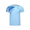 Li Ning Badminton Series Graffiti Print V-Neck Comfortable Breathable Casual Short Sleeve T-Shirt Unisex Tops Ice-Blue AAYV025-5