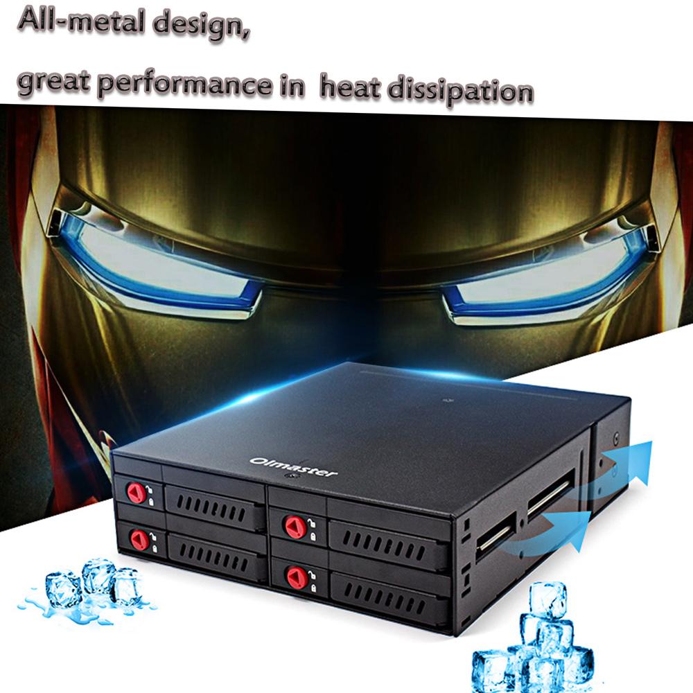 OImaster 4-х отсеков 2.5" SATA HDD SSD Мобильный стеллаж для жестких дисков Задняя панель с замком-ключом Функция блокировки Поддержка горячей замены