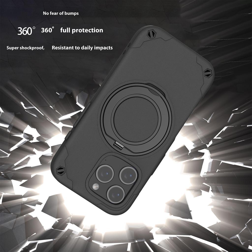 For iPhone 12 Pro Max Case Magnetic Kickstand EVA Phone Cover with Tempered Glass Screen Protector