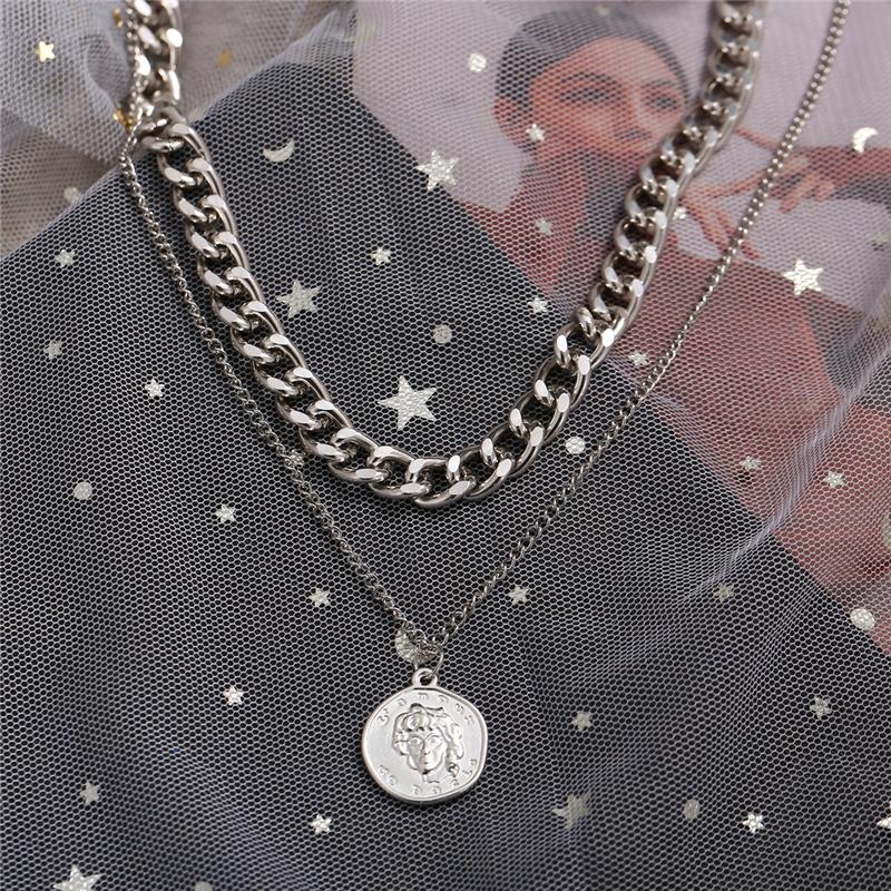 17KM Панк Винтаж Змея Подвеска Ожерелье Для Женщин Хип-Хоп Золотой Цвет Многослойная Коренастая Цепочка Портрет Монета Ожерелье Модные Ювелирные Изделия