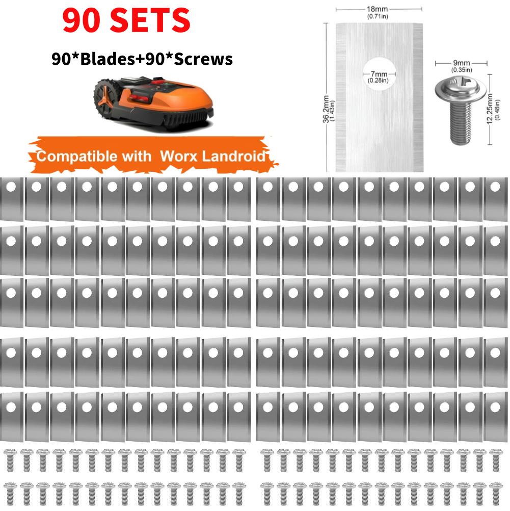 90-18x Набор режущих лезвий для газонокосилки Нержавеющая сталь Одно отверстие Лезвие газонокосилки Комплект винтов для Worx Landroid Газонокосилки