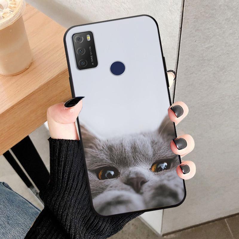 For TCL 20Y 20E Case Black Silicone Bumper Wolf Lions Soft TPU Covers for TCL 20E 6125F Funda Coque TCL20Y 20 Y 6156D Shells