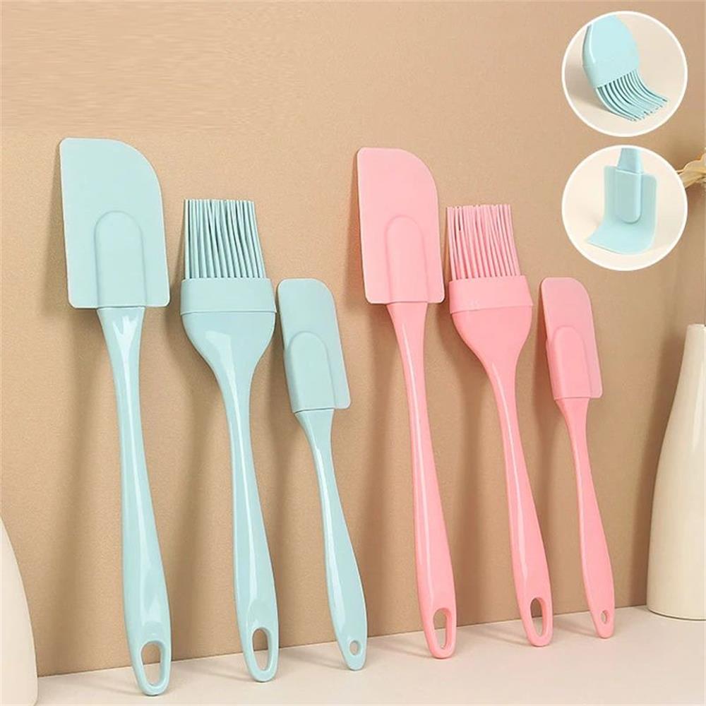 Split-type Silicone Cream Scraper, Bread Cake Butter Spatula Mixer Oil Brush with PP Handle, Cake Spatula Kitchen Baking Tool.
