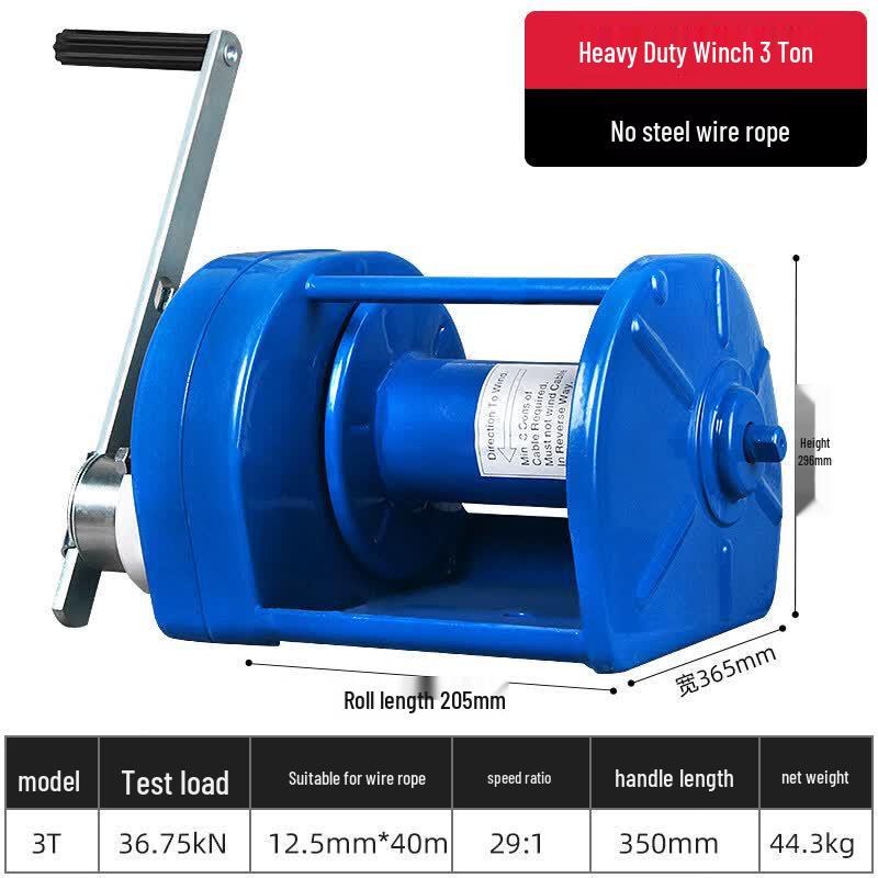 JunDingYing 3T Heavy-Duty Manual Hand Winch