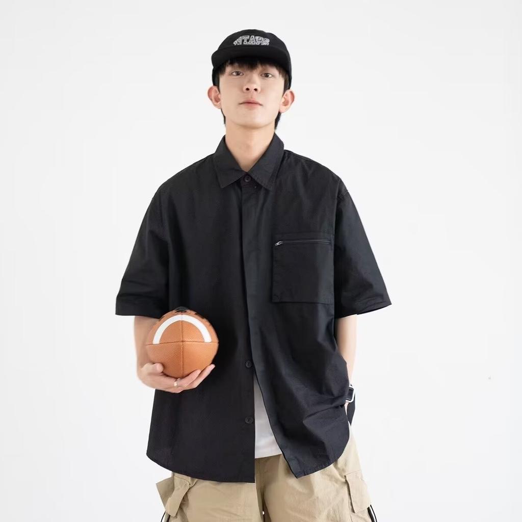 Ретро рубашка мужская летняя одежда в стиле Гонконга, студенческий свободный и нишевый дизайн, забавный новый мужской топ для верхней одежды 2024