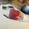 2025 New Genuine Leather Wallet Women's Handbag Wallet Short Style Simple Color Contrasting Geometric Splicing Single Zipper Women's Money