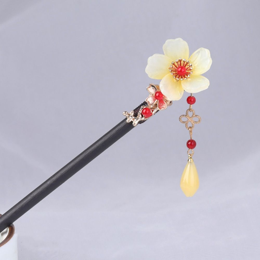 Деревянная жемчужная палочка для волос в китайском стиле, палочка для волос в стиле ханьфу, изысканная цветочная палочка для волос для вечеринки