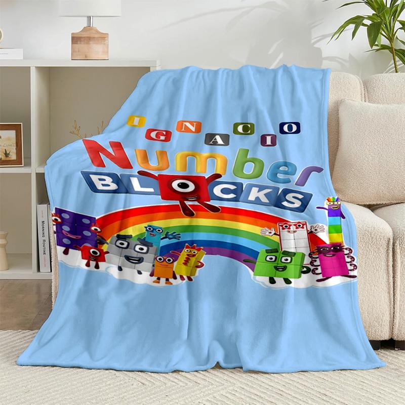 1PC Number-Blocks Adventure Flannel Blanket Gift, Suitable for Both Men And Women, Soft Ideal for Beds And Sofa, Birthday Or Christmas Gift