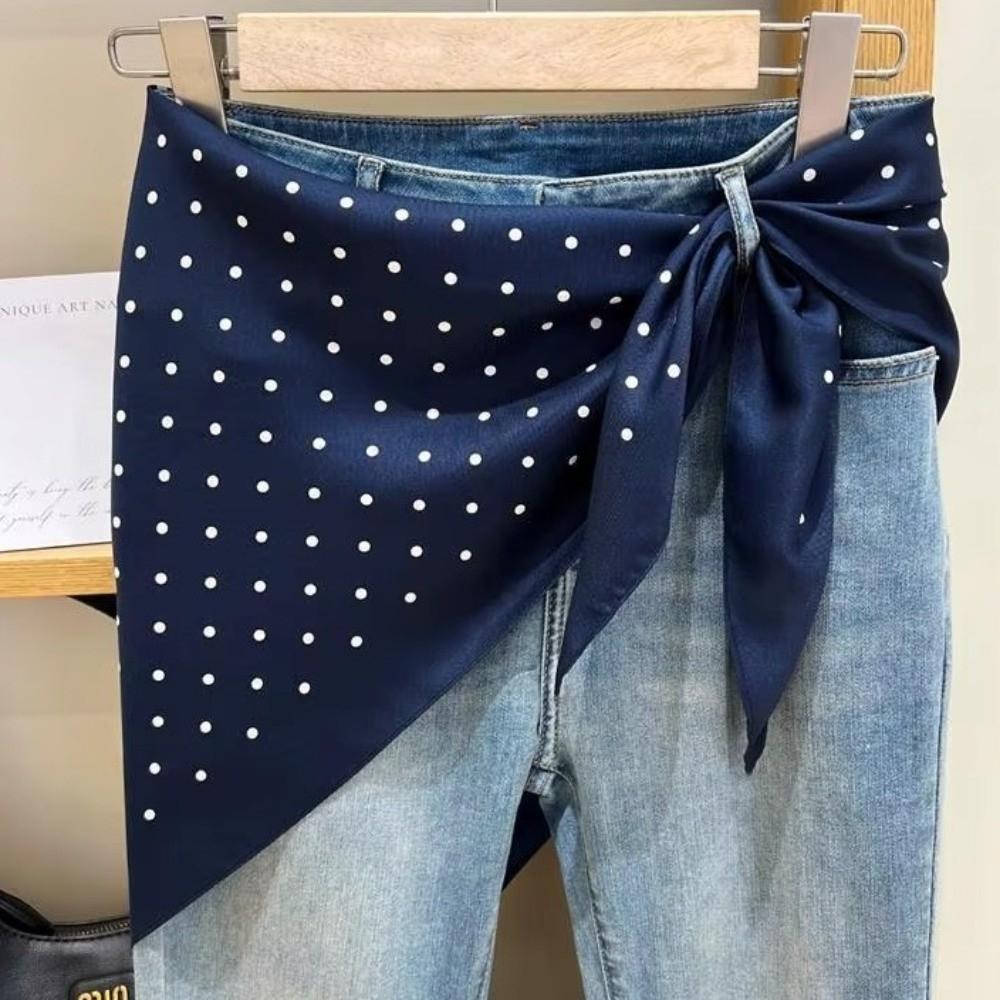 Polyester Polka Dot Head Scarf Elegent Waist Tying Scarf Luxury Bandana Travel Matching