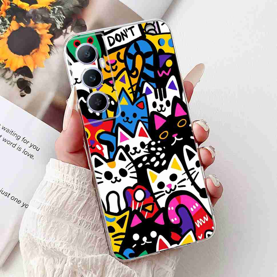 For Realme C65 4G 2024 Case Soft Silicone Colorful Butterfly Cover Case For Realme C 65 C65 Fundas RMX3910 Full Protective Case
