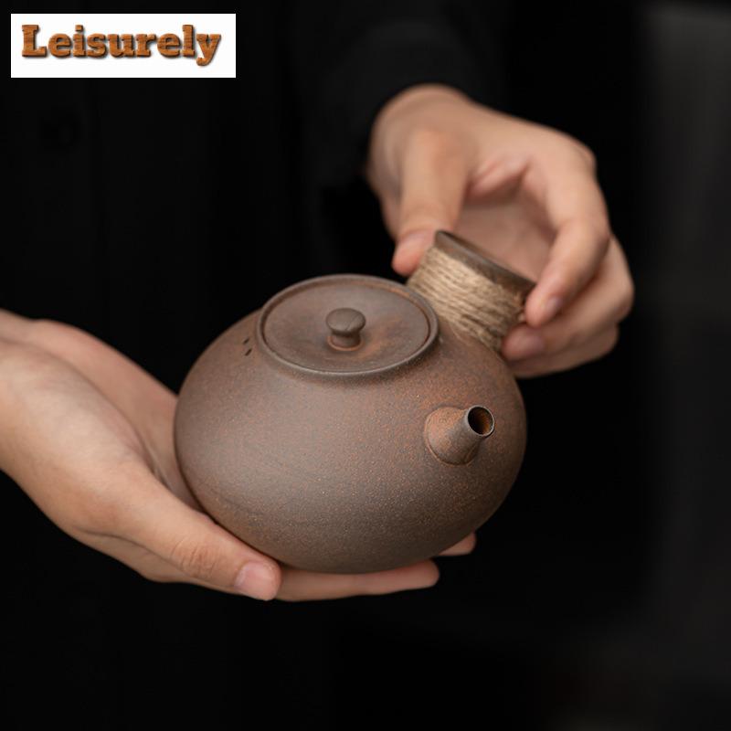 Ретро грубая керамика с ручкой сбоку, уличный обогреватель, печь на спирту, угольная печь, чайник для кипящей воды, чайный сервиз
