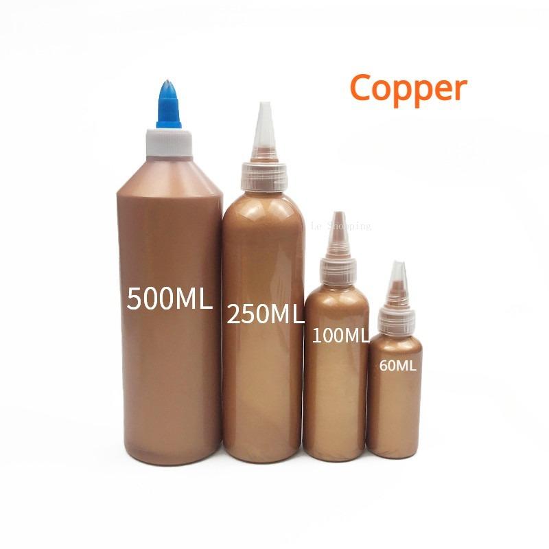 60ml/500ml Metallic Acrylic Pigment Light and Water Resistant Gold/Silver/Copper Dye Hand-DIY Plaster Doll Buddha Graffiti Paint