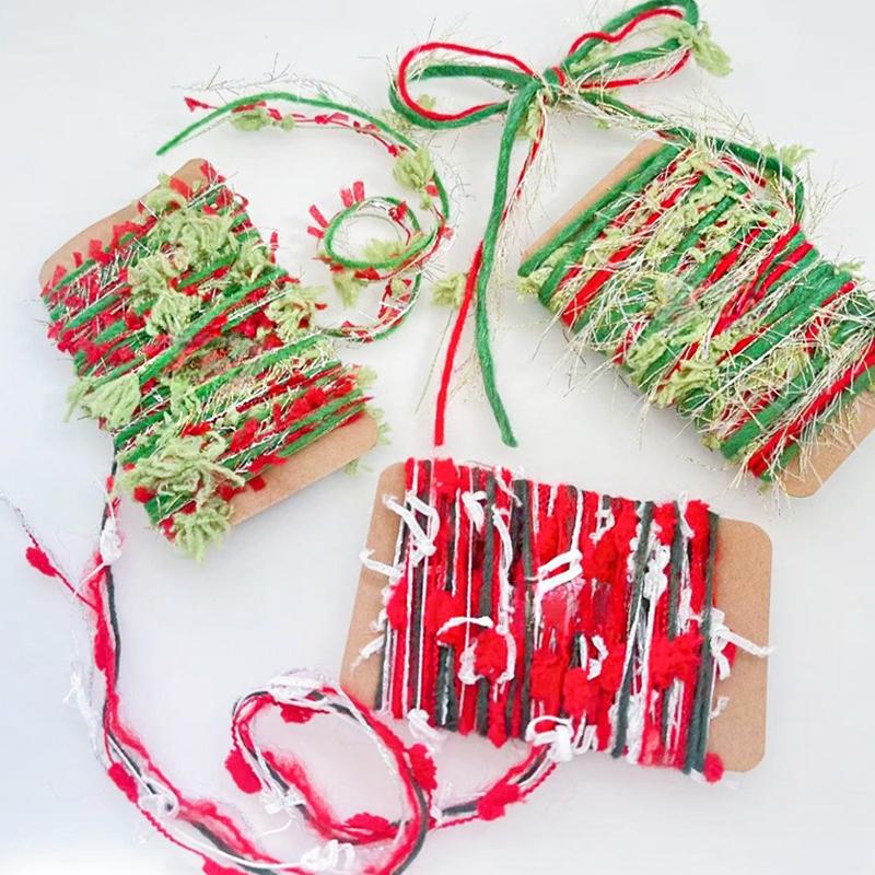 2 М Раскрашенные вручную резинки для волос из пряжи Полиэстеровая пряжа Сделай сам Рождественские поделки Бохо-шик Рождественские наборы для рукоделия