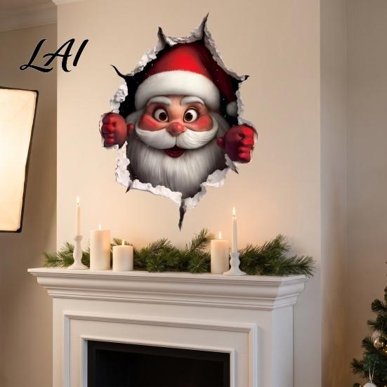 3D Christmas Decor Wall Stickers Holiday Decals for Living Room Bedroom And Party Decor Removable PVC Festive Art Home Entrance Classroom Office