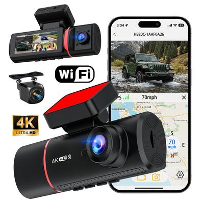 4K Видеорегистратор Встроенный WiFi GPS 3,16" Автомобильный DVR Ночное Видение 24H Мониторинг Парковки Циклическая Запись G-Сенсор Автомобильный Черный Ящик Регистратор