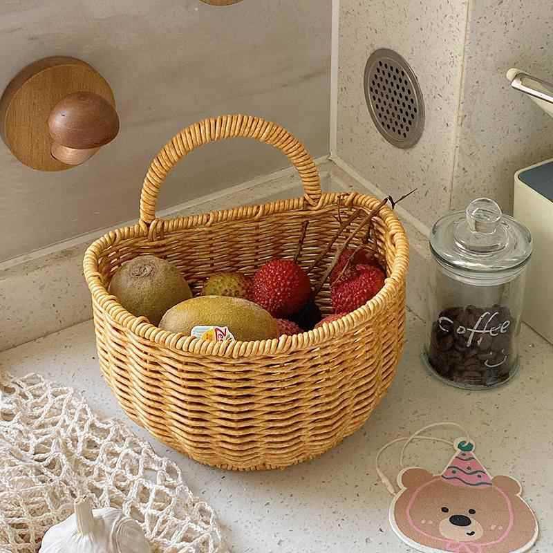 Boho Chic Wall Hanging Basket Handcrafted for Kitchen Storage and Ginger Holder