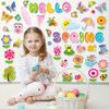 70 Pieces Spring Bulletin Board Decoration, Colorful Spring Cutouts Cute Spring Flowers Butterflies Birds Bees Bulletin Border Wall Stickers