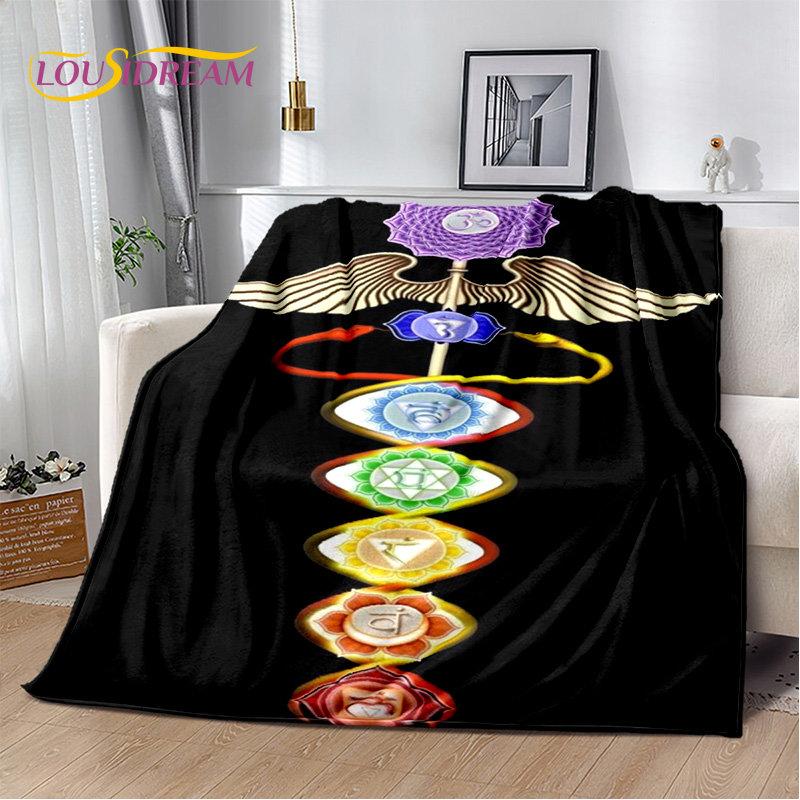 Мягкое плюшевое одеяло Rainbow 7 Chakra Mandala Bohemia, фланелевое одеяло, покрывало для гостиной, спальни, кровати, дивана, чехла для пикника
