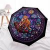 Futuristic Cat Glass pattern umbrella, portable and foldable design, 8 ribs, a casual accessory for Halloween, Christmas, and birthday gifts.