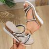 Lucyever Fashion Pearls Wedge Heels Sandals Women 2024 Plus Size Platform Slippers Women Casual Open Toe Summer Shoes Female 43