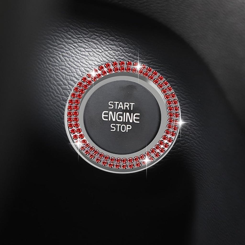 Car Bling Crystal Rhinestone Engine Start Decoration Ring, Ring Start Button Cover Sticker Key Ignition & Knob Ring Decoration, Bling Car Interior