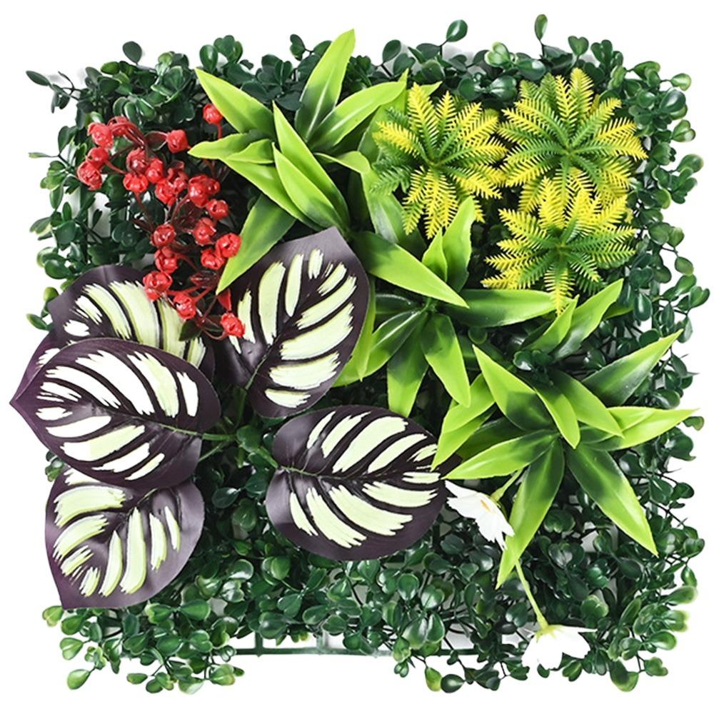 DIY Artificial Plant Wall Panel Eternal Life Flower Simulation Maple Plant Sheet Durable 25*25cm Artificial Fern Grass