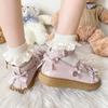 Rimocy Лоскутная кружевная обувь Мэри Джейн, женская обувь из искусственной кожи, милая обувь на плоской подошве с бантом, женская обувь на платформе, сине-розовая обувь в стиле Лолиты с ремешком на щиколотке