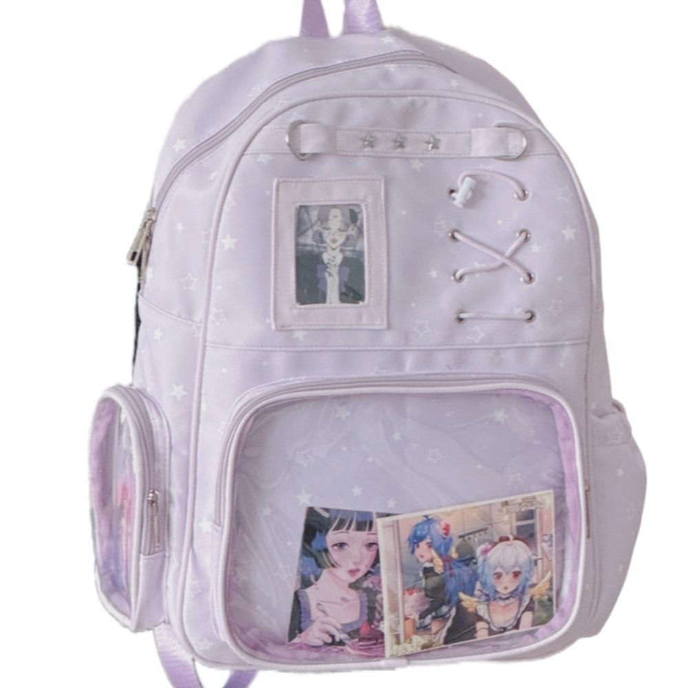 Transparent Star Print Backpack Lolita Student School Bag Fashion Transparent Ita Bag Girl
