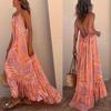 Women Long Dress Sleeveless Hanging Neck Large  Dresses Summer  Robes