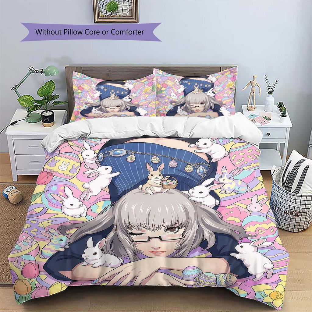 Catherine Pattern Bedding Quilt Set Quilt Cover Pillowcase Home Decoration Birthday Gift (1 * duvet cover + 2 * pillowcase, without core)