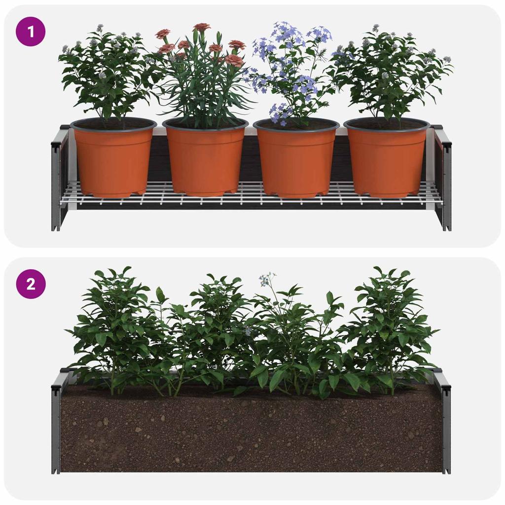 Raised Garden Bed Gray 100 x 30 x 22 cm WPC and Aluminum