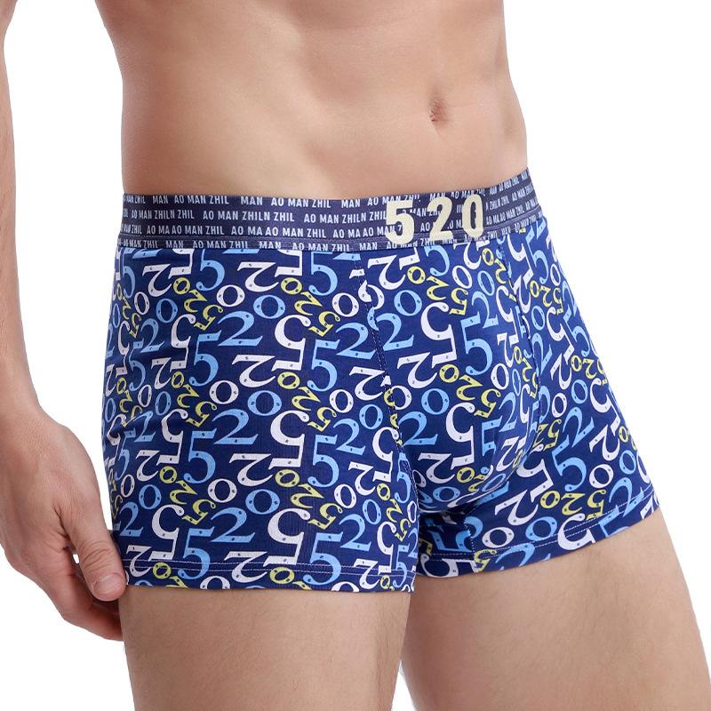 Новые мужские хлопковые трусы-боксеры с принтом, мужские дышащие четырехугольные короткие трусы-боксеры