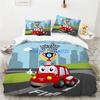 Cartoon Car King Queen Duvet Cover Cute Red Toy Sports Cars Bedding Set Kids Police Car Fire Truck Bedclothes Children Bedroom