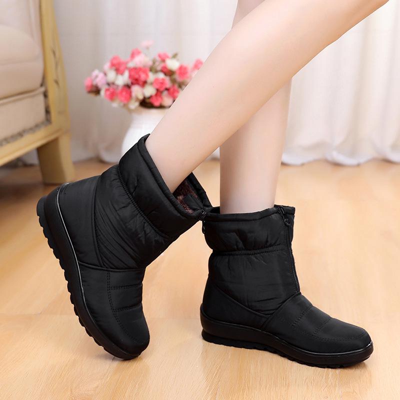Winter New Women Platform Boots Non-slip Tarpaulin Mother Ankle Boots Plus Velvet Thick Cotton Shoes Warm Snow Boots